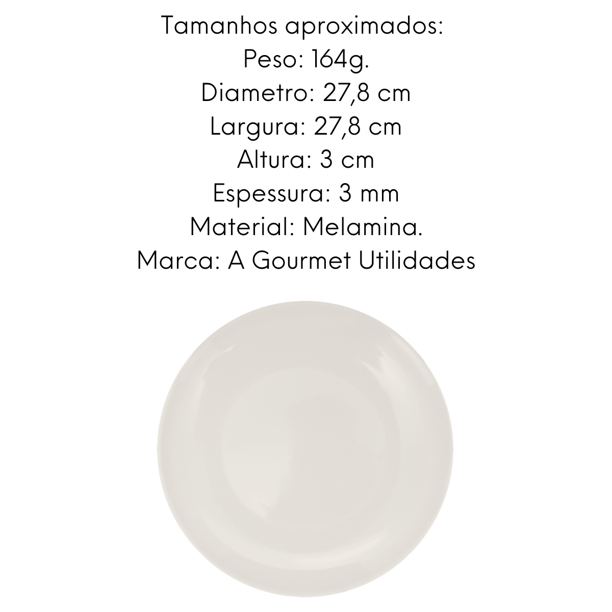 Prato Raso de Melamina 28cm - A Gourmet
