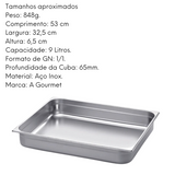 Cuba GN 1/1 65mm em Aço Inox 201 - A Gourmet