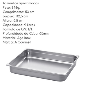 Cuba GN 1/1 65mm em Aço Inox 201 - A Gourmet