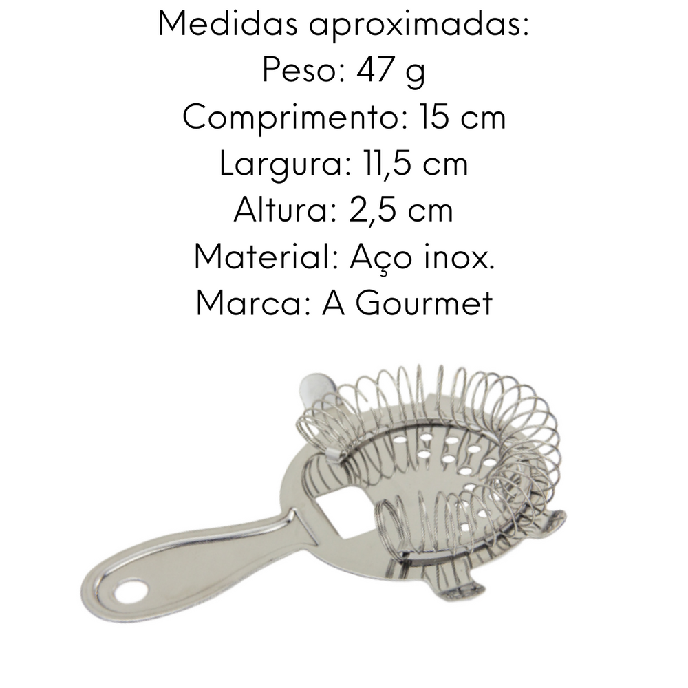 Coador Strainer Preparo de Drinks de Aço Inox Alissan