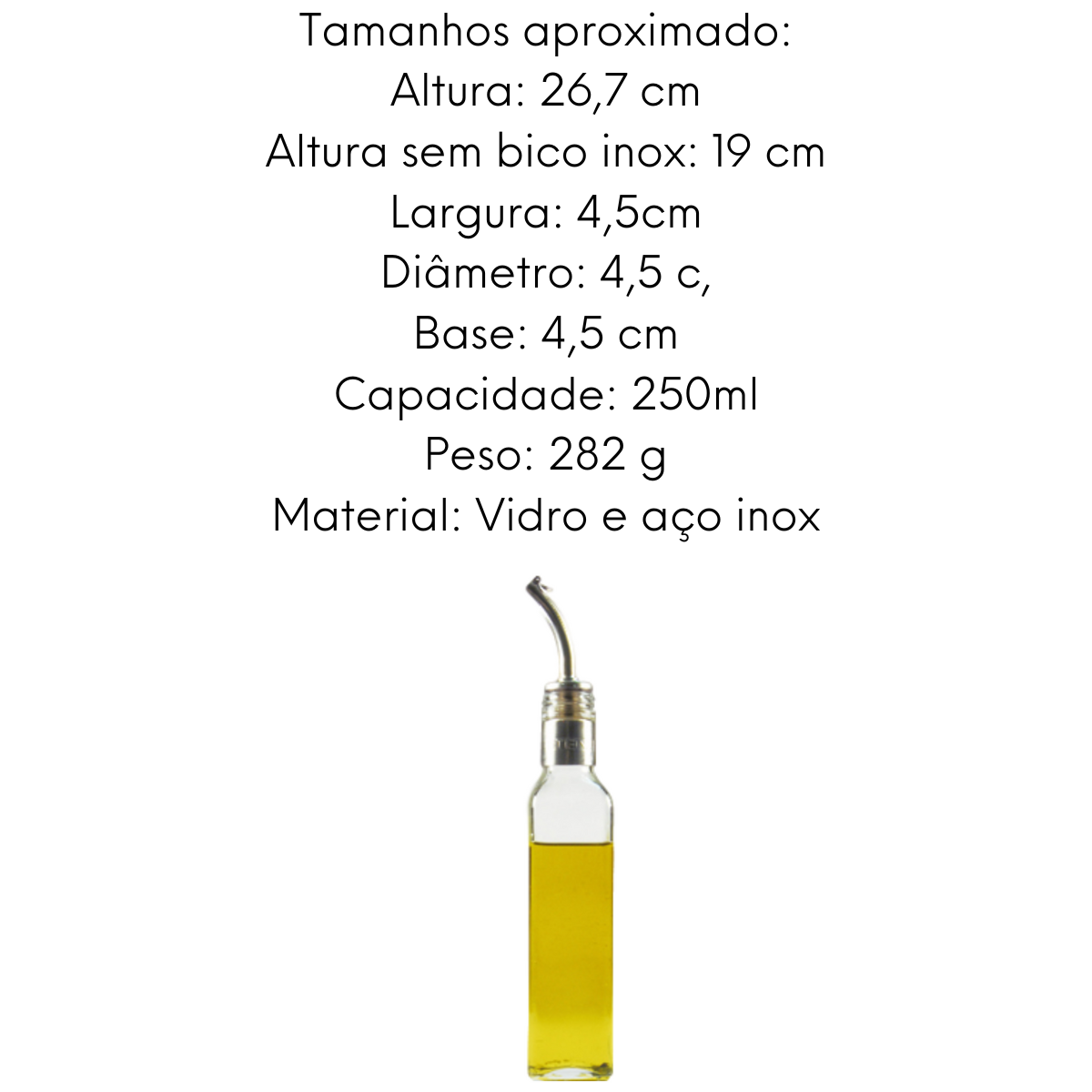 Porta Azeite Galheteiro de Vidro 250ml Alissan