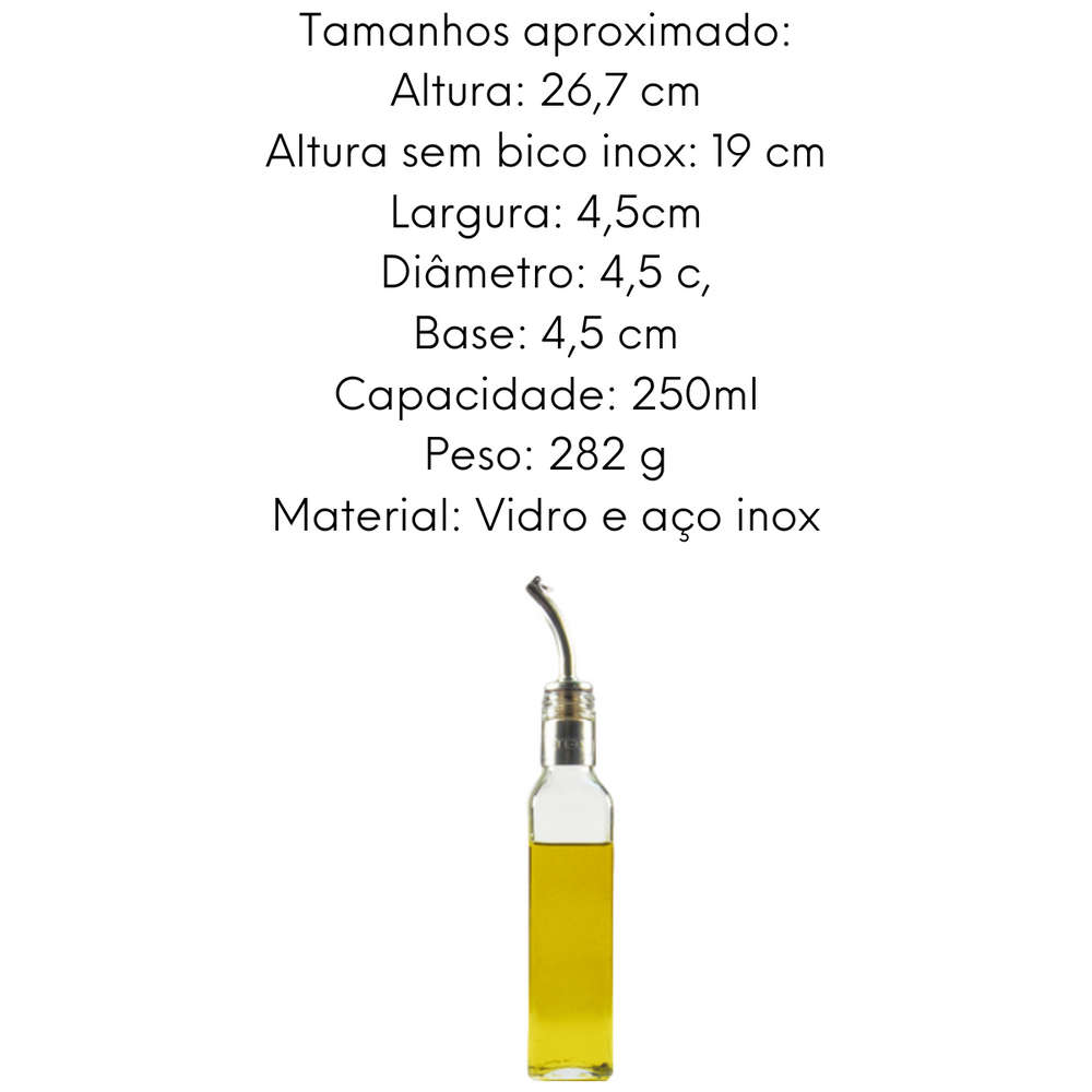 Porta Azeite Galheteiro de Vidro 250ml Alissan