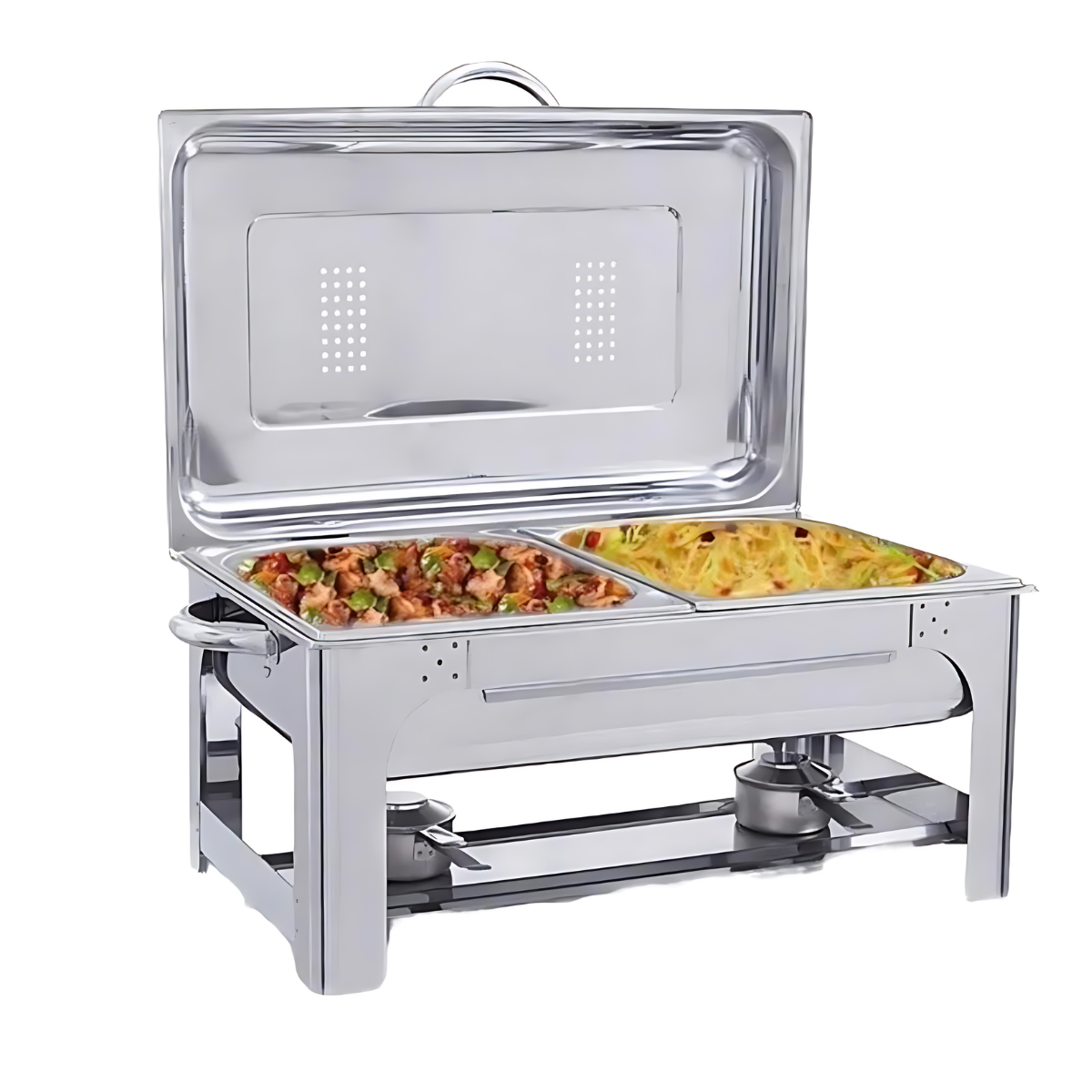 Réchaud Retangular 2 Cubas com Queimador a Álcool em Gel - Aço Inox 304 TecnoCuba
