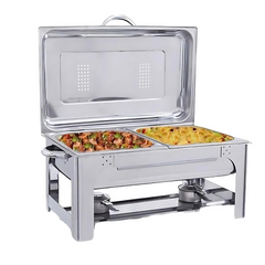 Réchaud Retangular 2 Cubas com Queimador a Álcool em Gel - Aço Inox 304 TecnoCuba