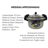 Panela de Pressão 12L Polida Fechamento Externo Nacional