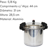 Panela de Pressão em Aluminio Polido Fechamento Externo 20L Nacional