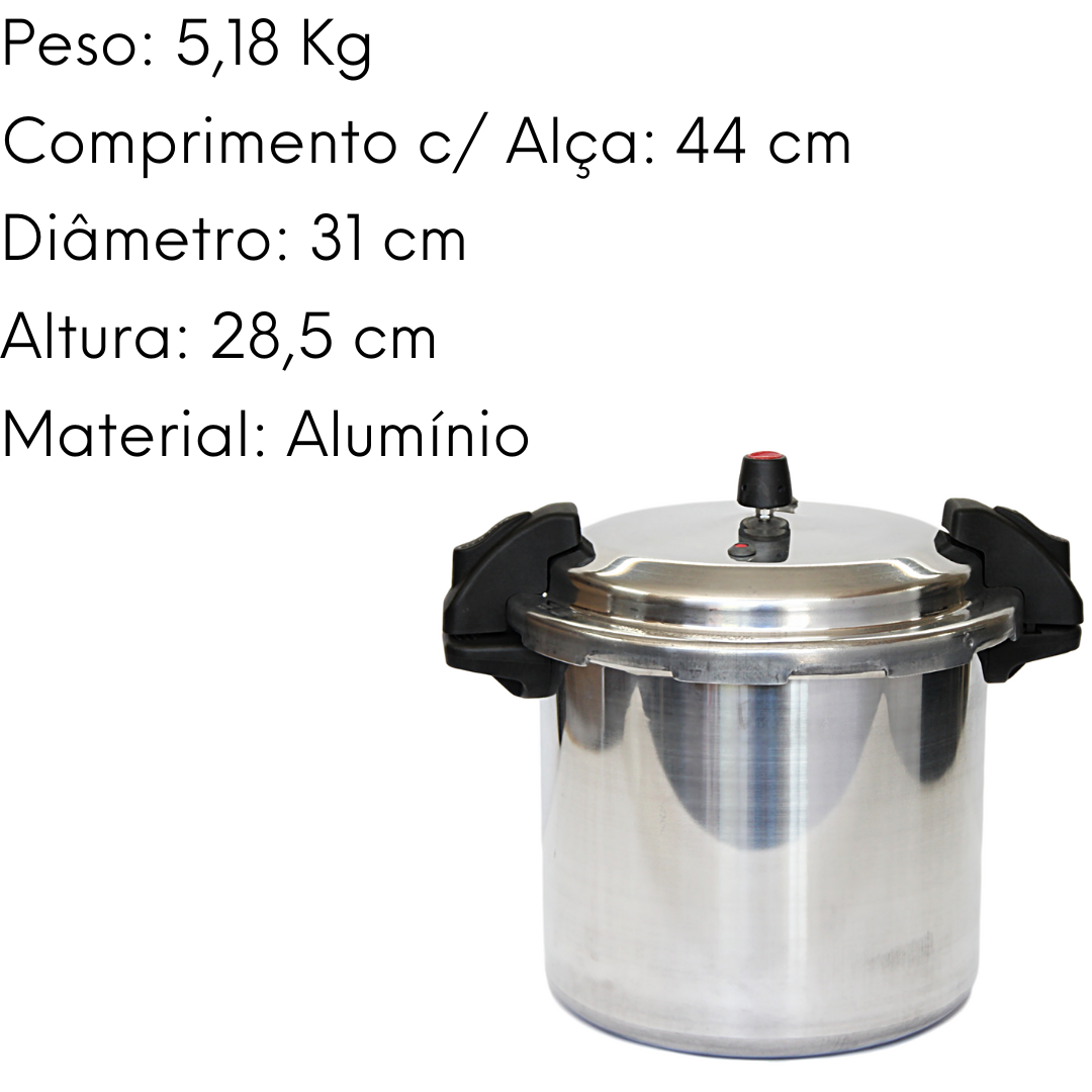 Panela de Pressão em Aluminio Polido Fechamento Externo 20L Nacional