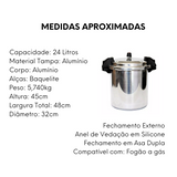 Panela de Pressão 24L Polida Com Fechamento Externo Nacional