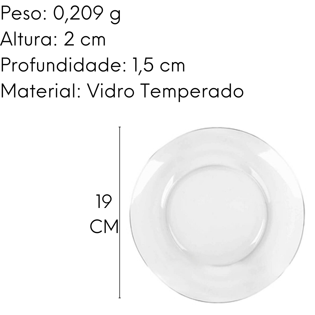Prato Duralex Sobremesa Vidro Temperado
