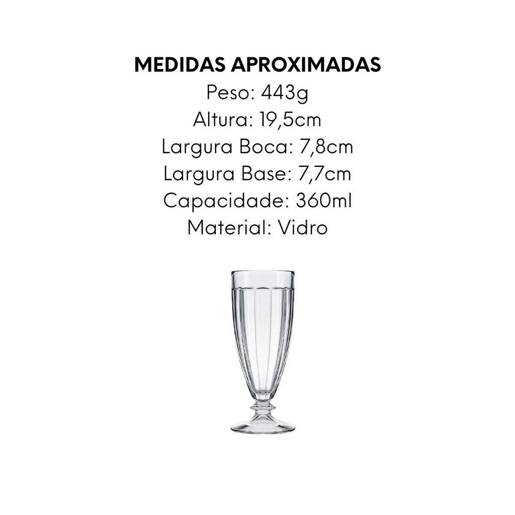 Taça Milk Shake Tropial 360ml de Vidro Nadir