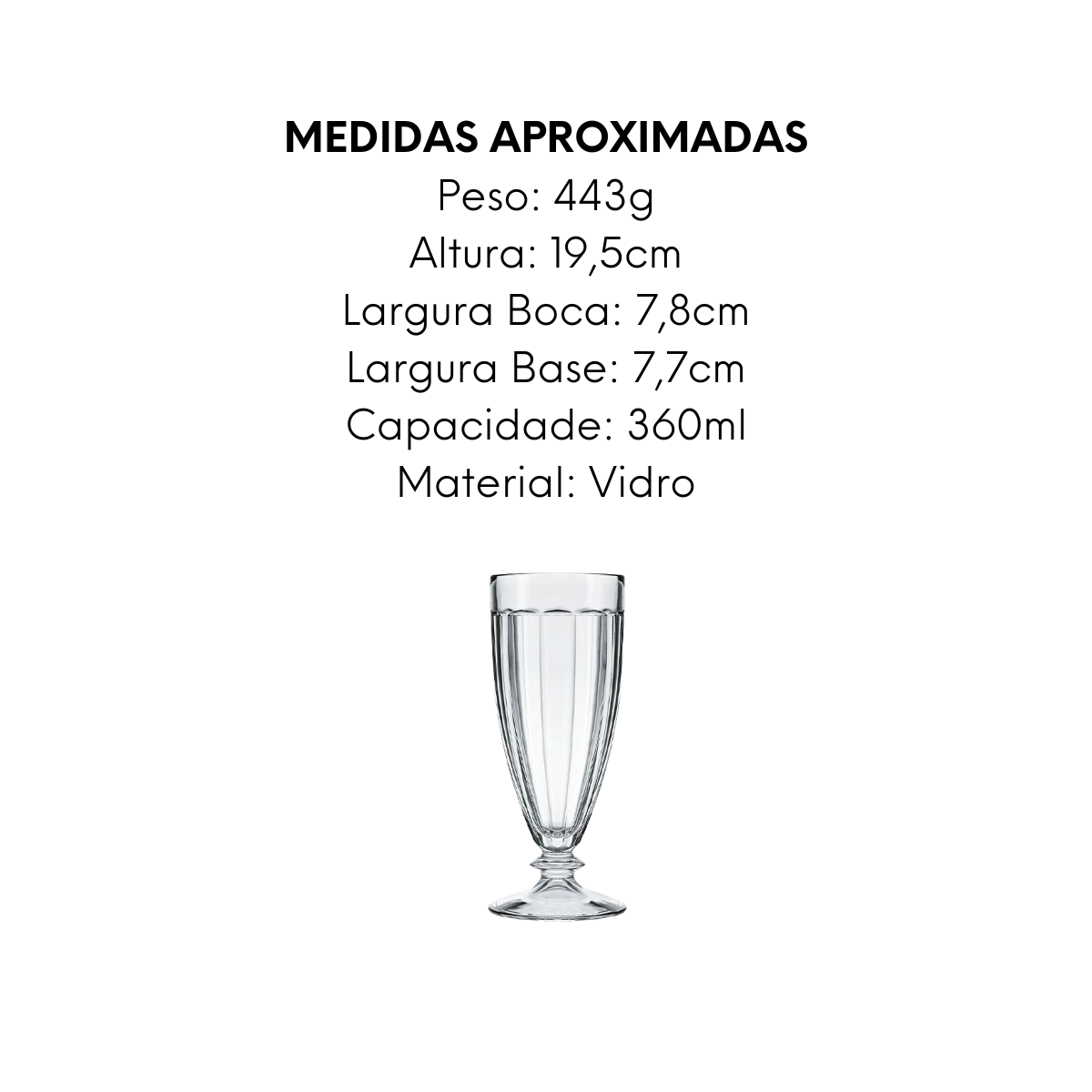 Taça Milk Shake Tropial 360ml de Vidro Nadir
