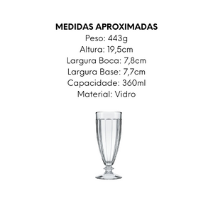 Taça Milk Shake Tropial 360ml de Vidro Nadir