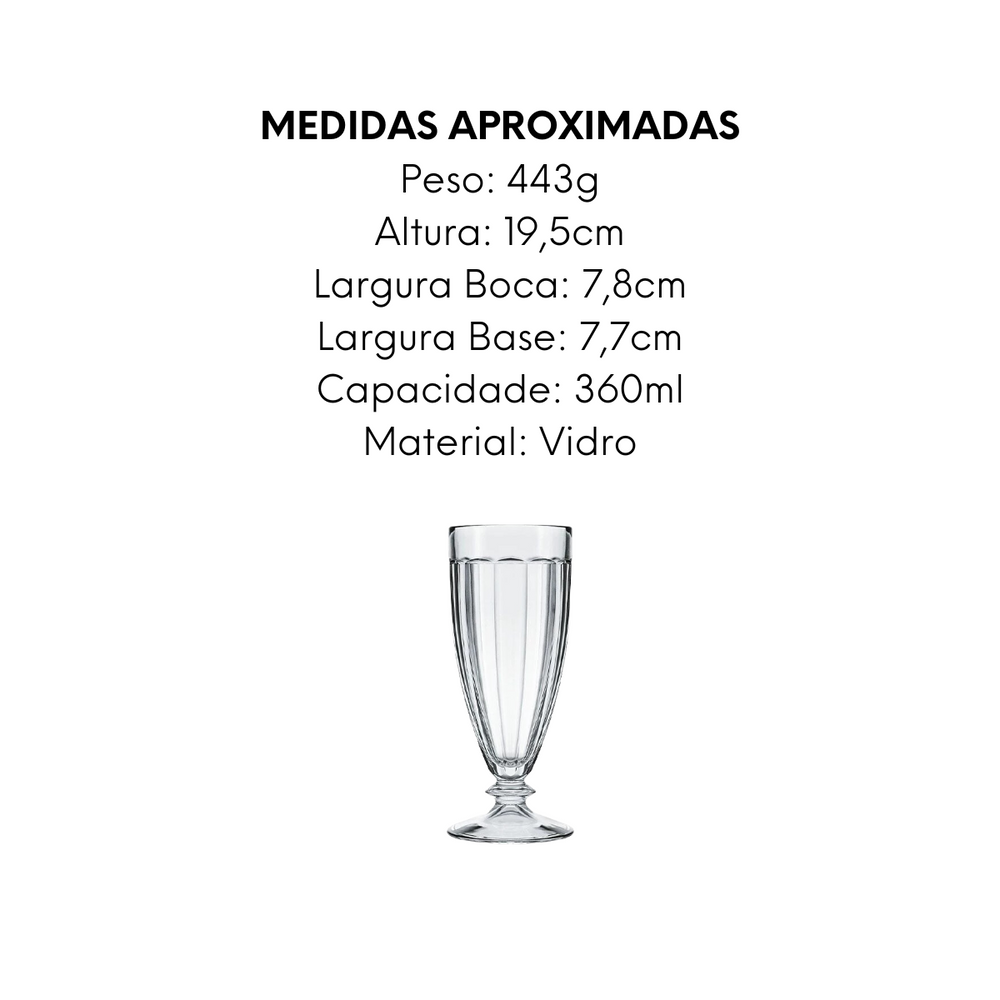 Taça Milk Shake Tropial 360ml de Vidro Nadir