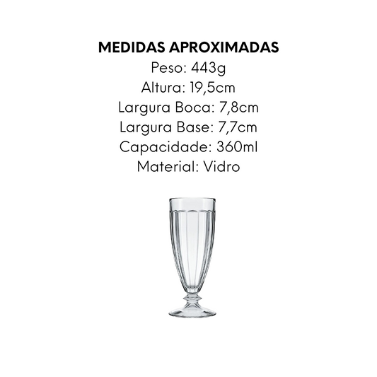 Taça Milk Shake Tropial 360ml de Vidro