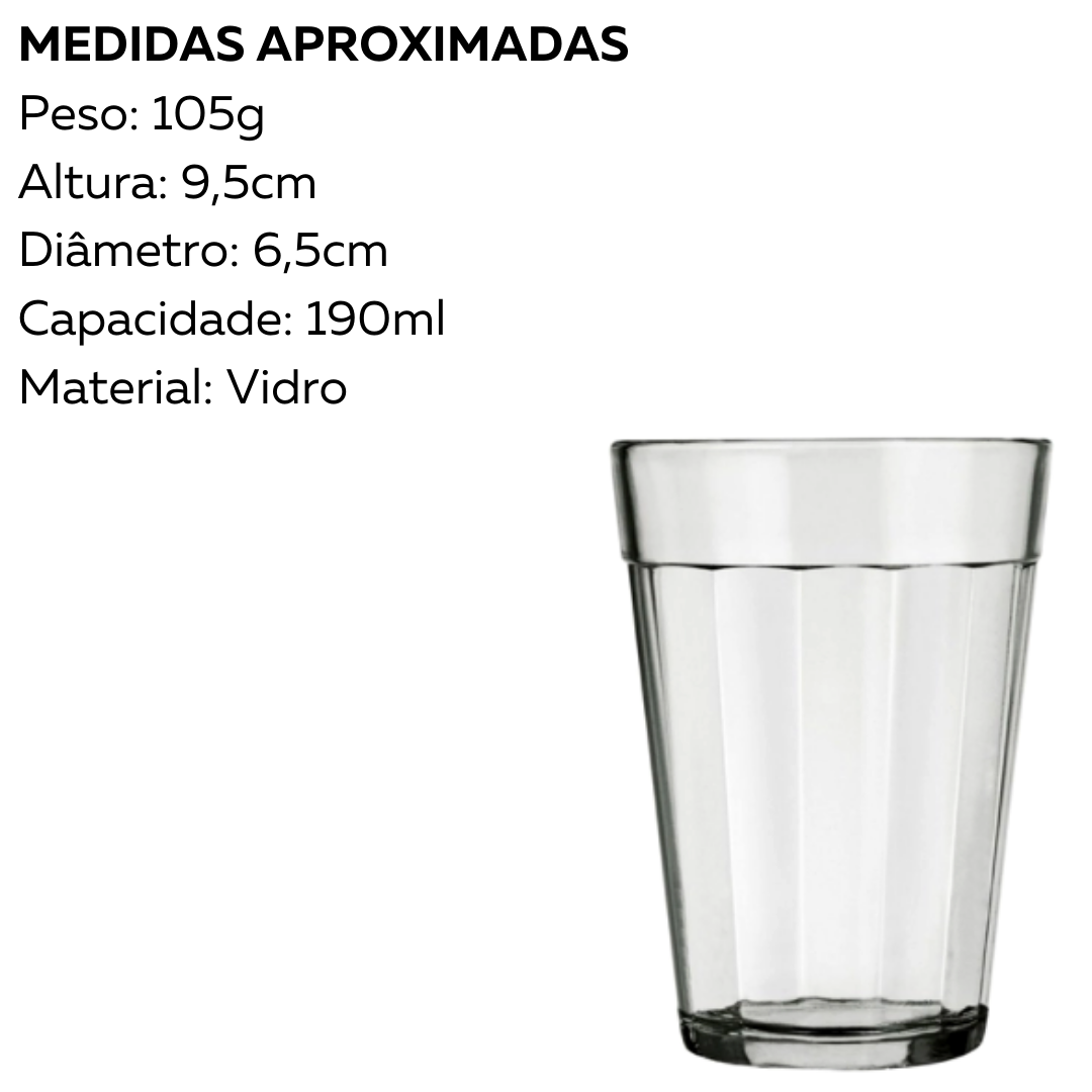 Copo Americano 190ml de Vidro Nadir