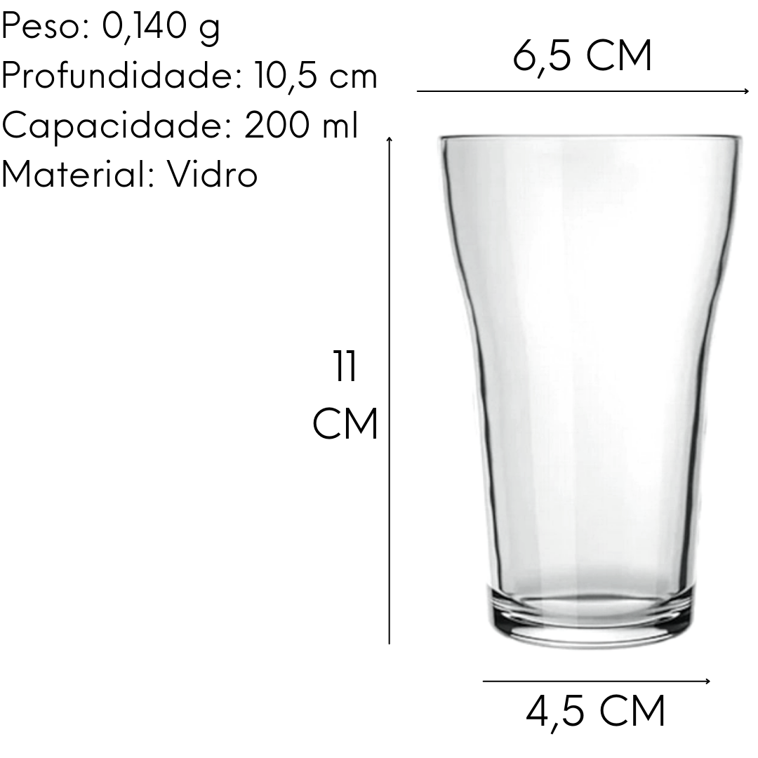 Copo Cerveja Boteco de 200ml Vidro Nadir