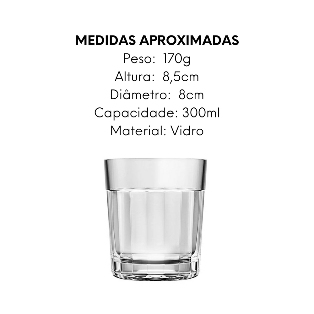 Copo Americano Rocks de VIdro 300ml Nadir