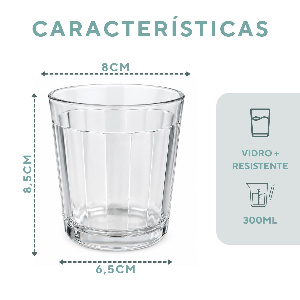 Copo Americano Vidro Rocks 300ml