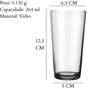 Copo Bar Long Drink 264ml de Vidro Nadir