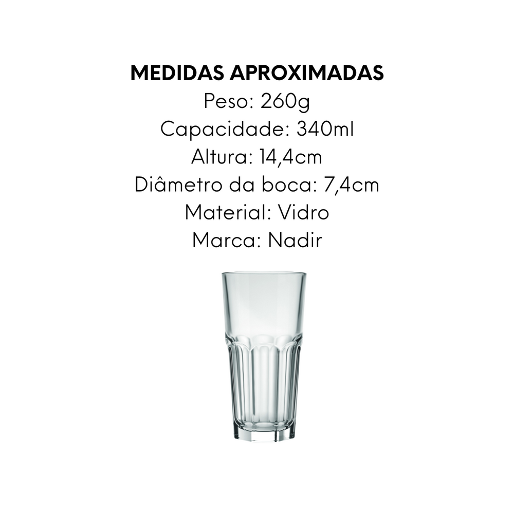 Copo Bristol Long Drink de Vidro Nadir