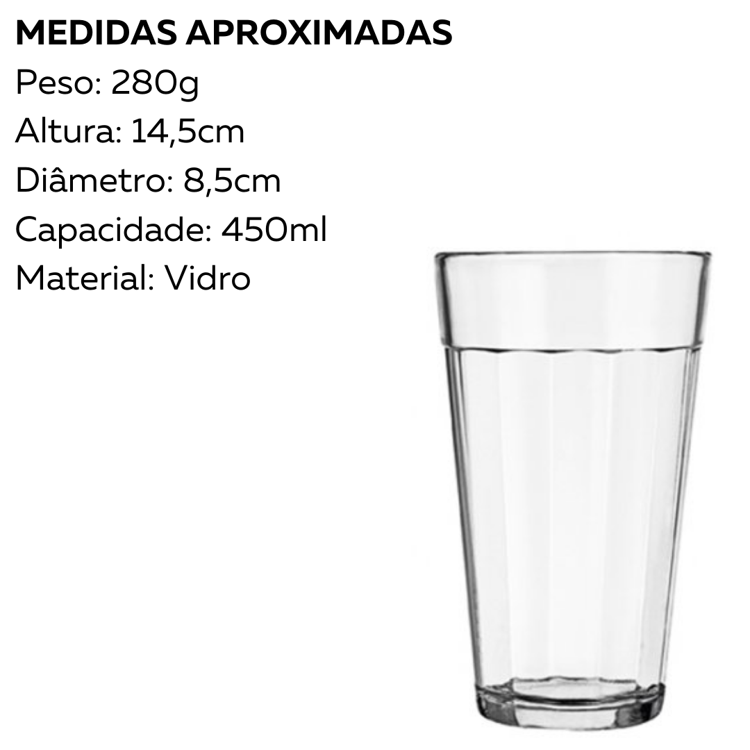Copo Americano LD 450ml de Vidro Nadir