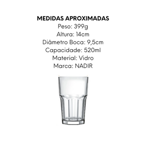 Copo Bristol 520ml de Vidro Nadir