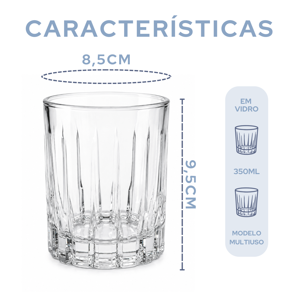Copo Vidro Madrid Rocks 350ml