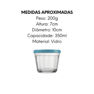 Pote de Vidro Americano 350ml Tampa Sortida Nadir