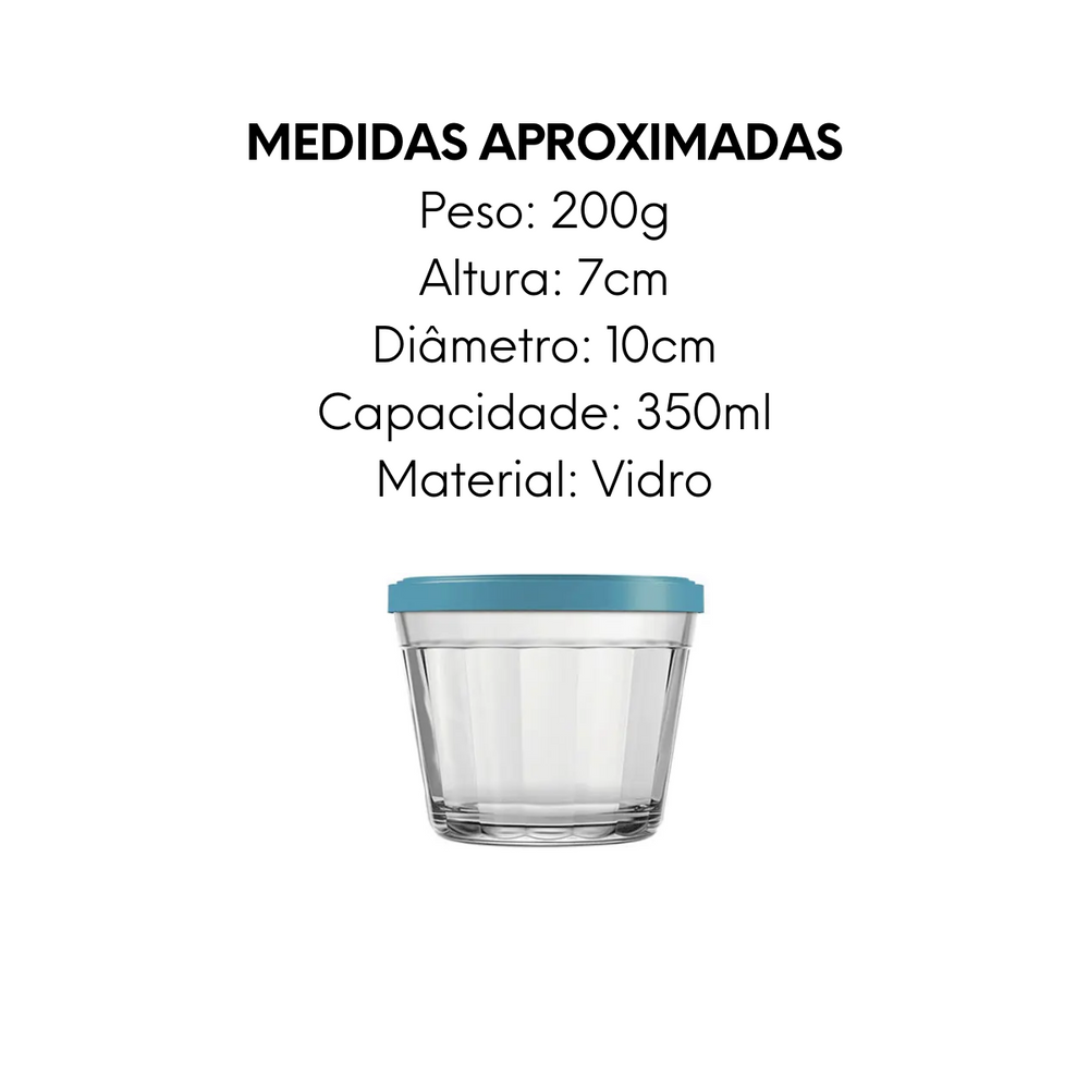 Pote de Vidro Americano 350ml Tampa Sortida Nadir
