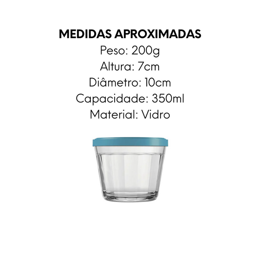 Pote de Vidro Americano 350ml Tampa Sortida