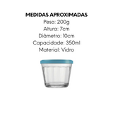 Pote de Vidro Americano 350ml Tampa Sortida