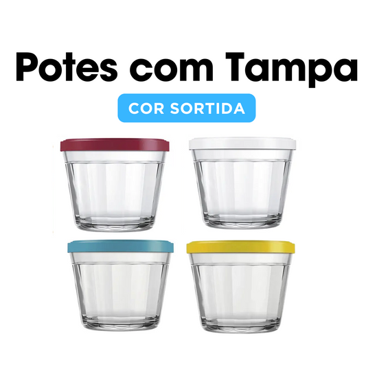 Pote de Vidro Americano 350ml Tampa Sortida