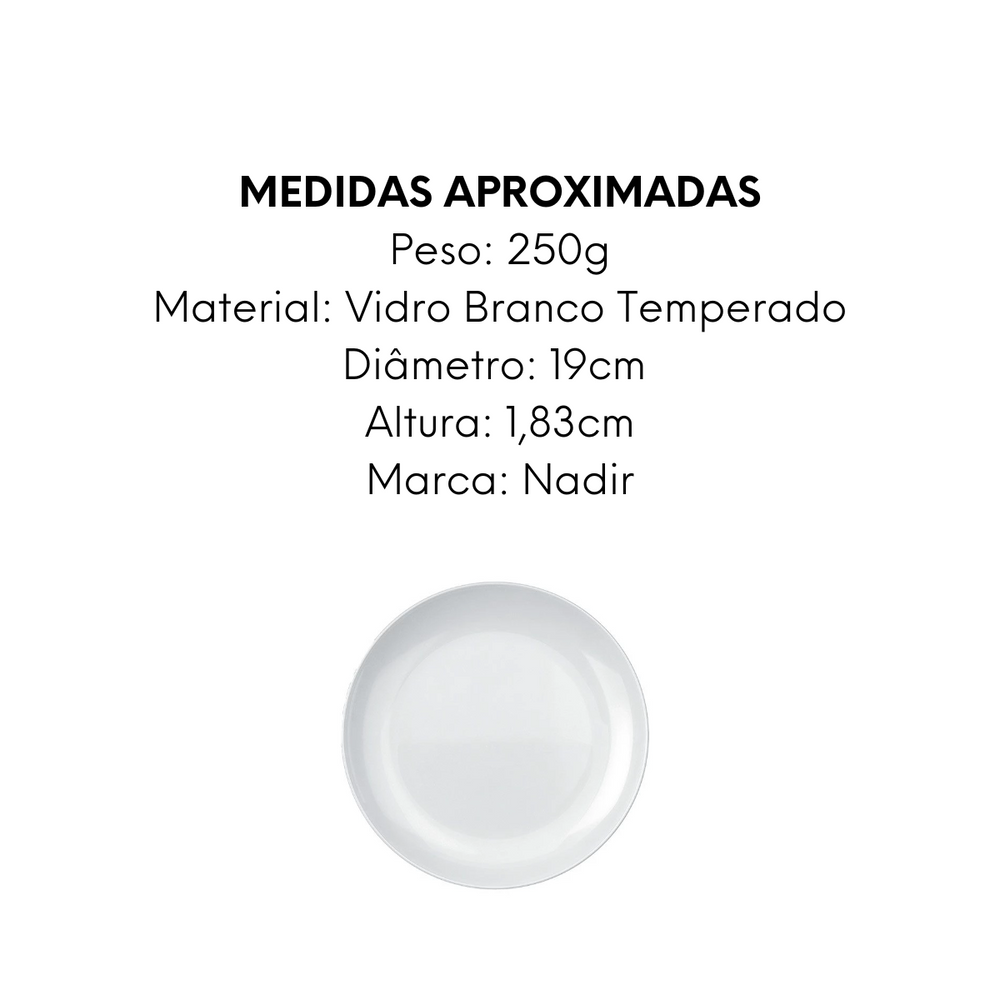 Prato de Vidro Temperado Branco Nadir Nadir
