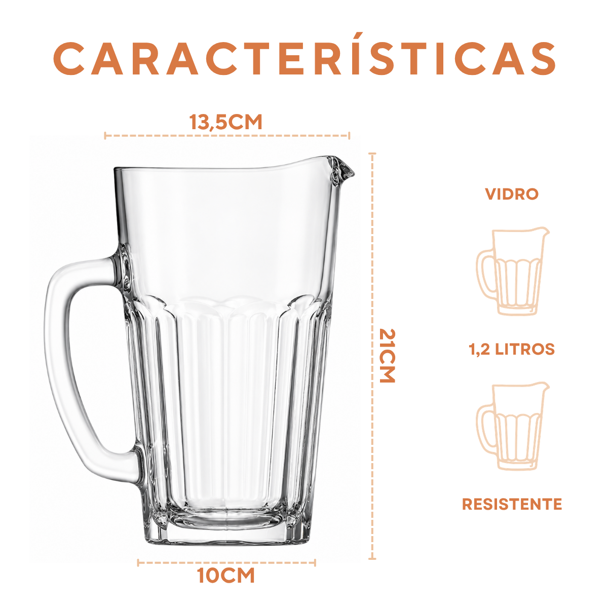 Jarra Vidro Bristol 1,2 Litros
