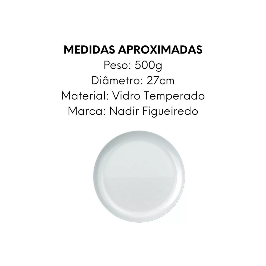 Prato Raso Blanc Opaline de Vidro Temperado Nadir