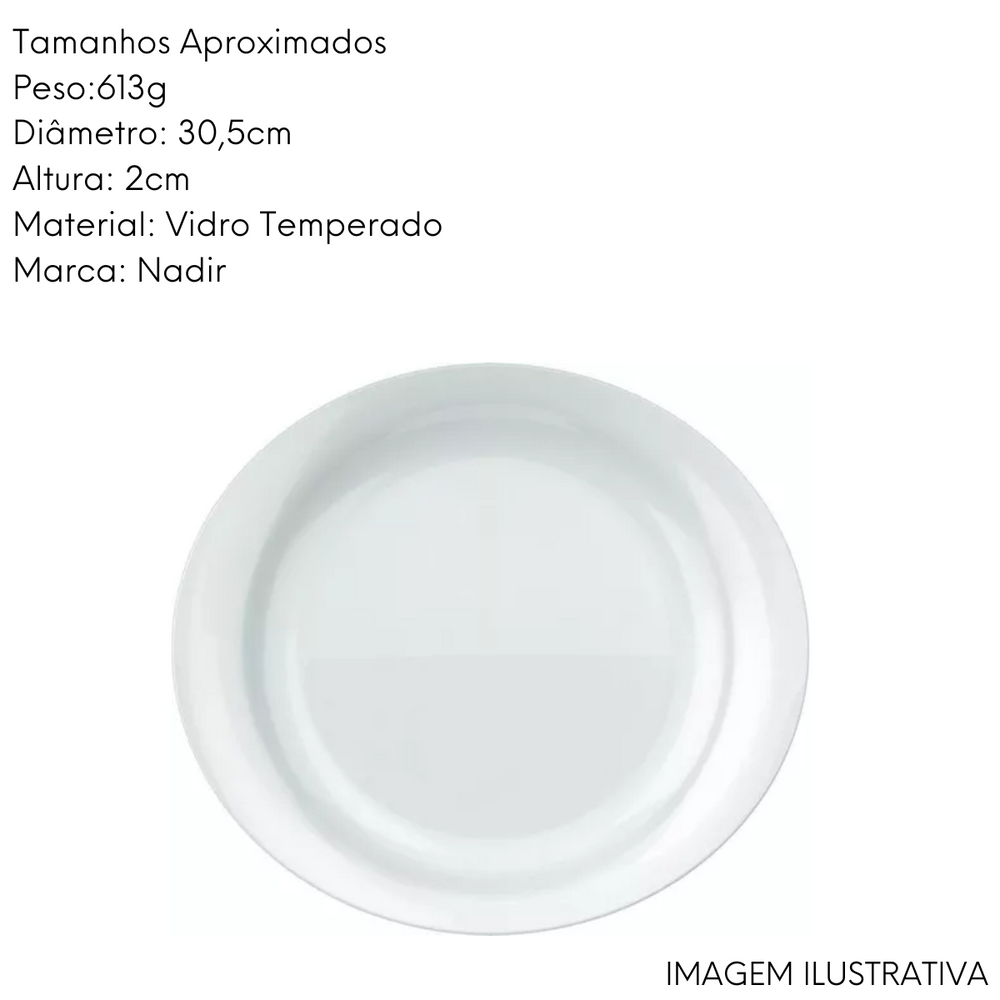 Prato Opaline Steack de Vidro Temperado Nadir
