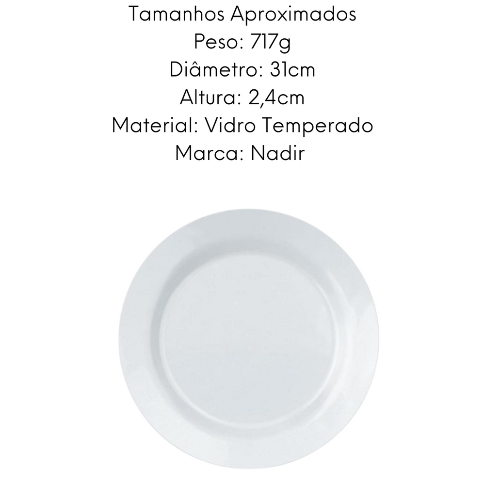 Prato Menu de Vidro Temperado 31cm Nadir