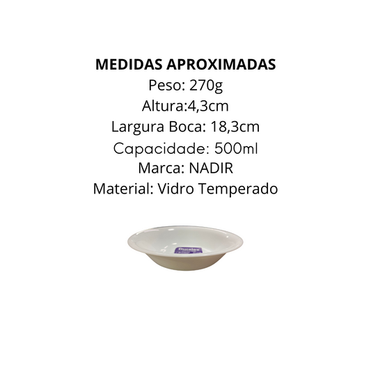 Tigela Bowl Soup Plate 500ml de Vidro Temperado