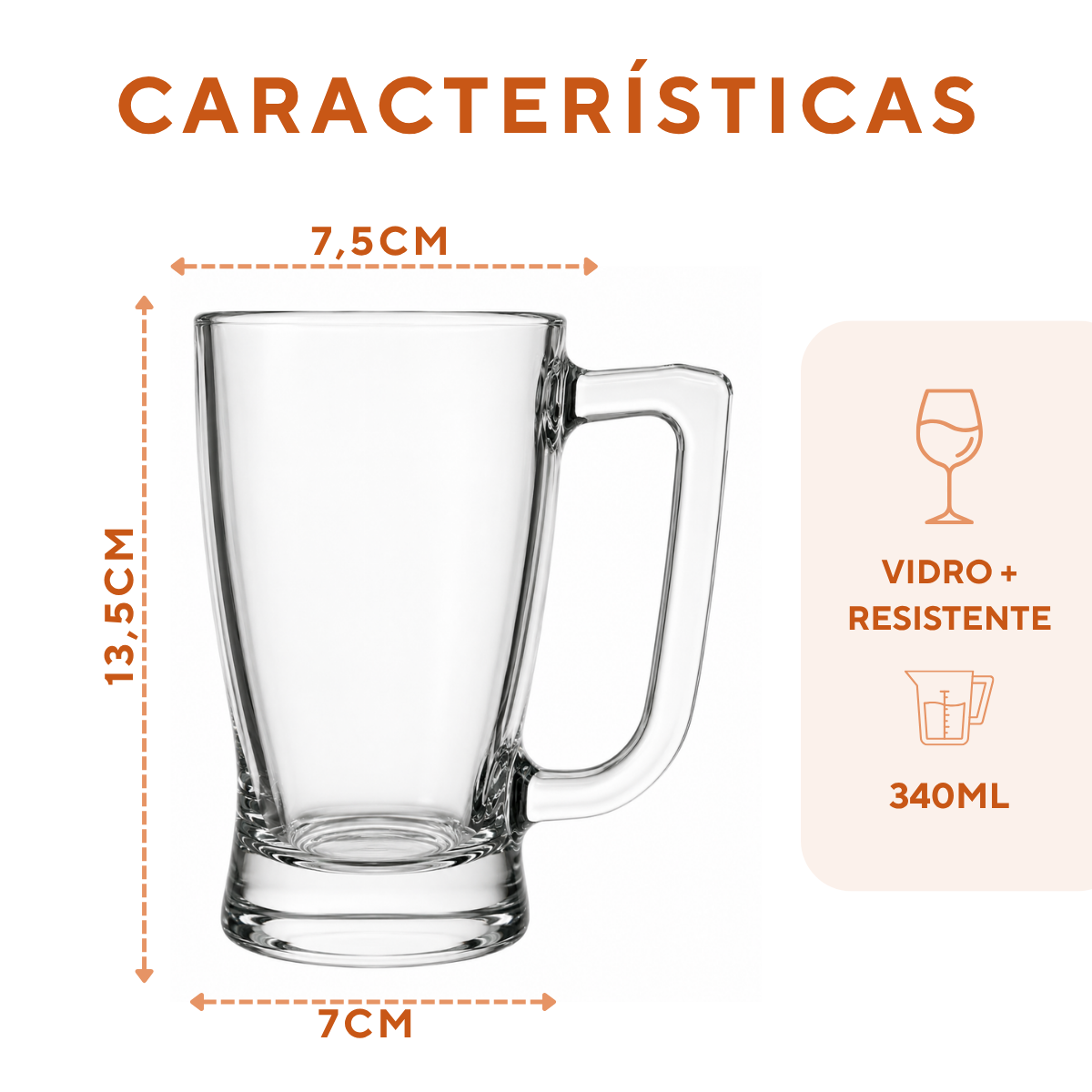 Caneca Chopp Taberna 340ml Vidro