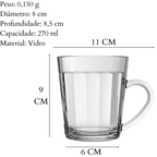 Caneca Americano 270ml em Vidro Nadir