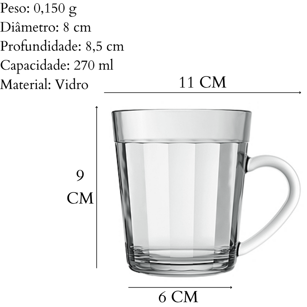 Caneca Americano 270ml em Vidro Nadir
