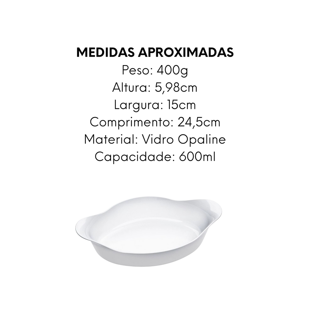 Assadeira Pequena Opaline Oval 600ml Nadir