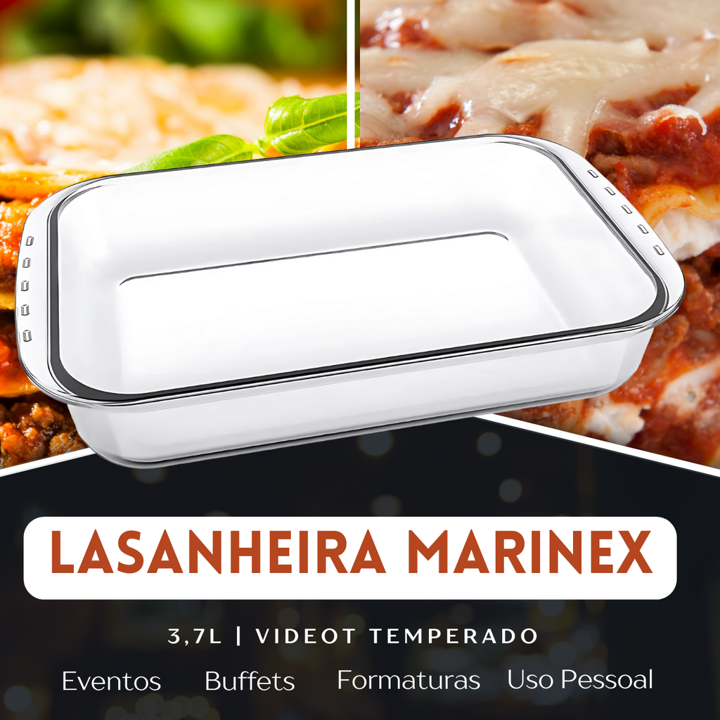 Travessa Lasanheira Marinex 3,7L de Vidro Temperado - A Gourmet