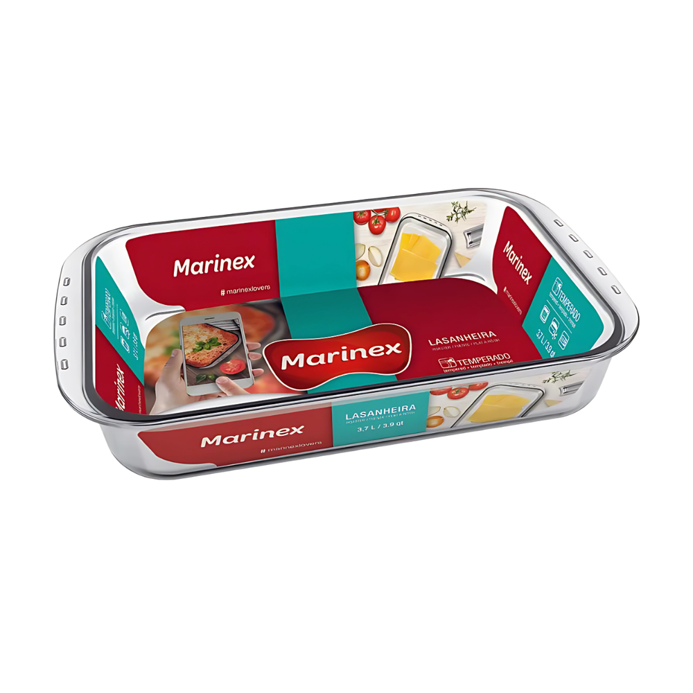 Travessa Lasanheira Marinex 3,7L de Vidro Temperado - A Gourmet