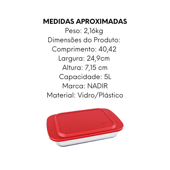 Travessa de Lasanha de Vidro 5L Nadir Main Image