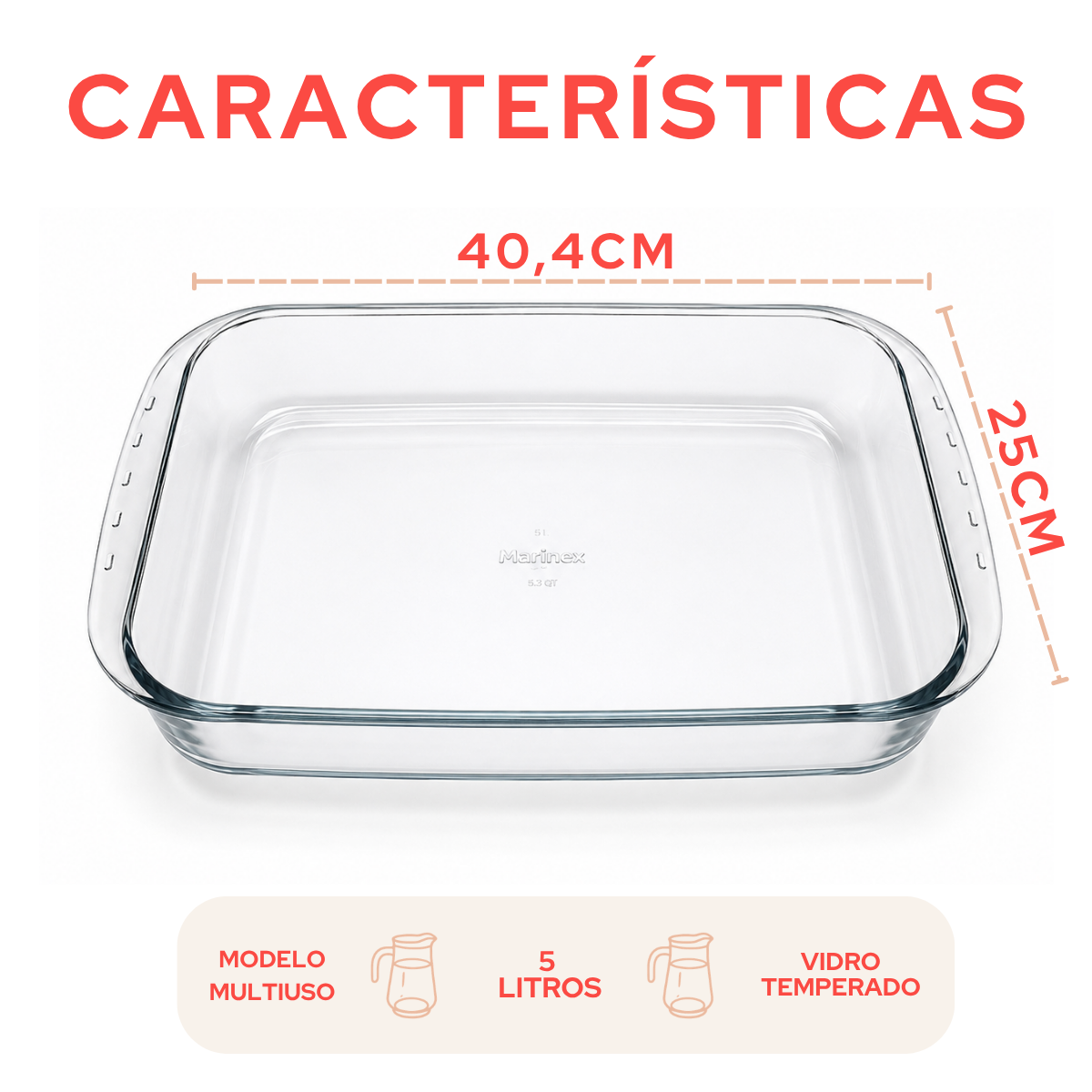 Lasanheira Marinex 5 Litros Vidro