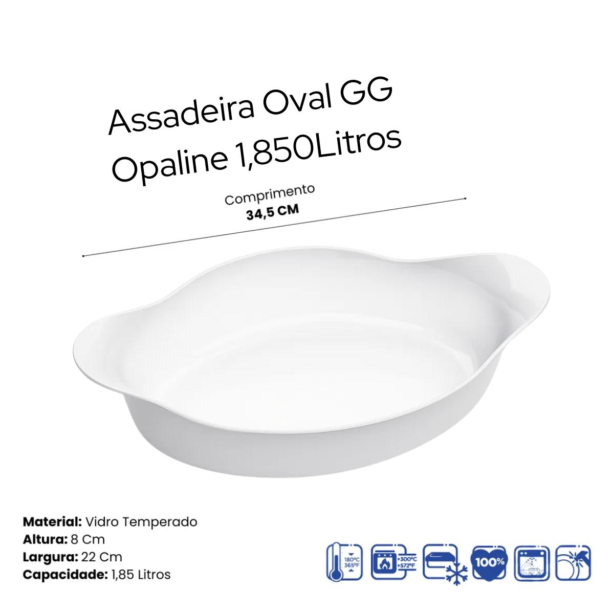 Assadeira Oval GG Opaline 1,850Litros