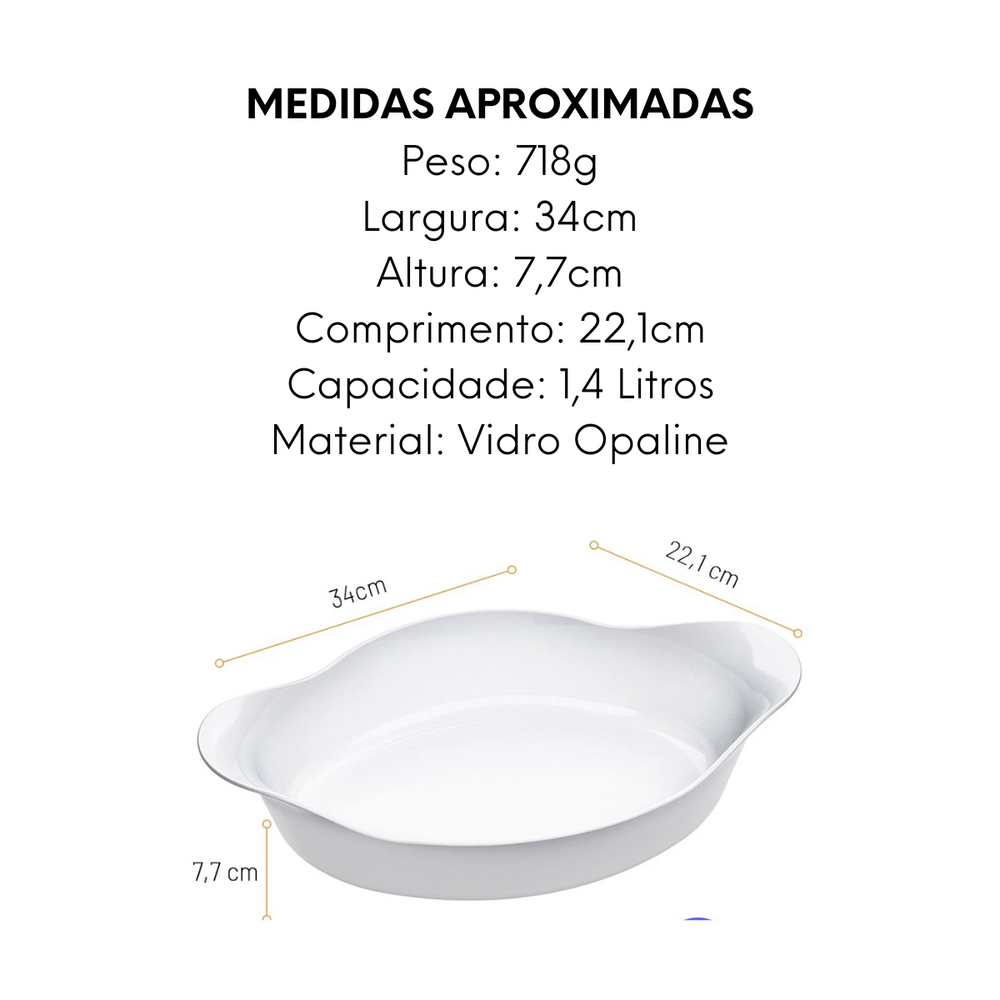 Assadeira Opaline Oval Grande 1,6L Nadir