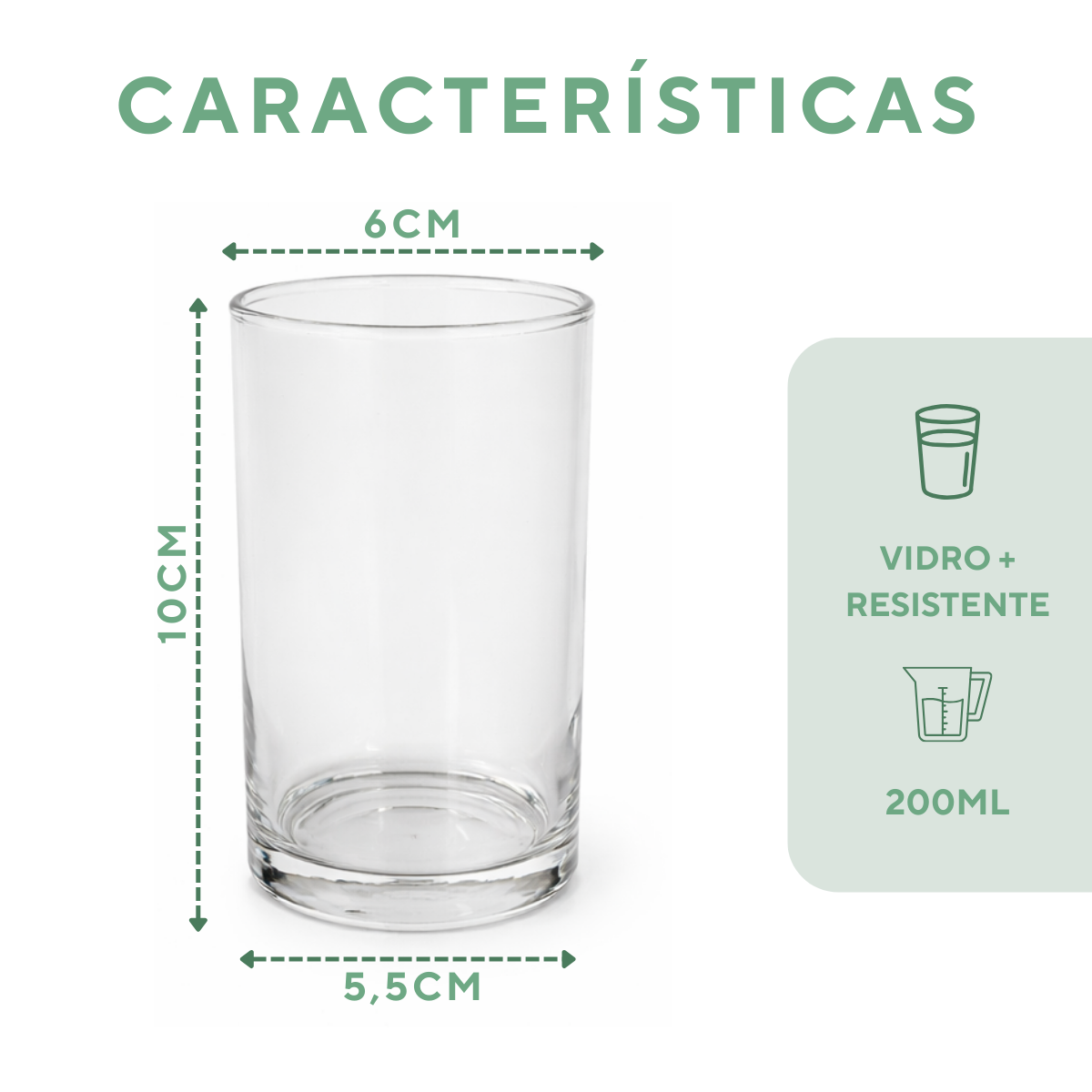 Copo de Vidro 200ml Nadir