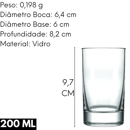 Copo de Suco de 200ml Vidro